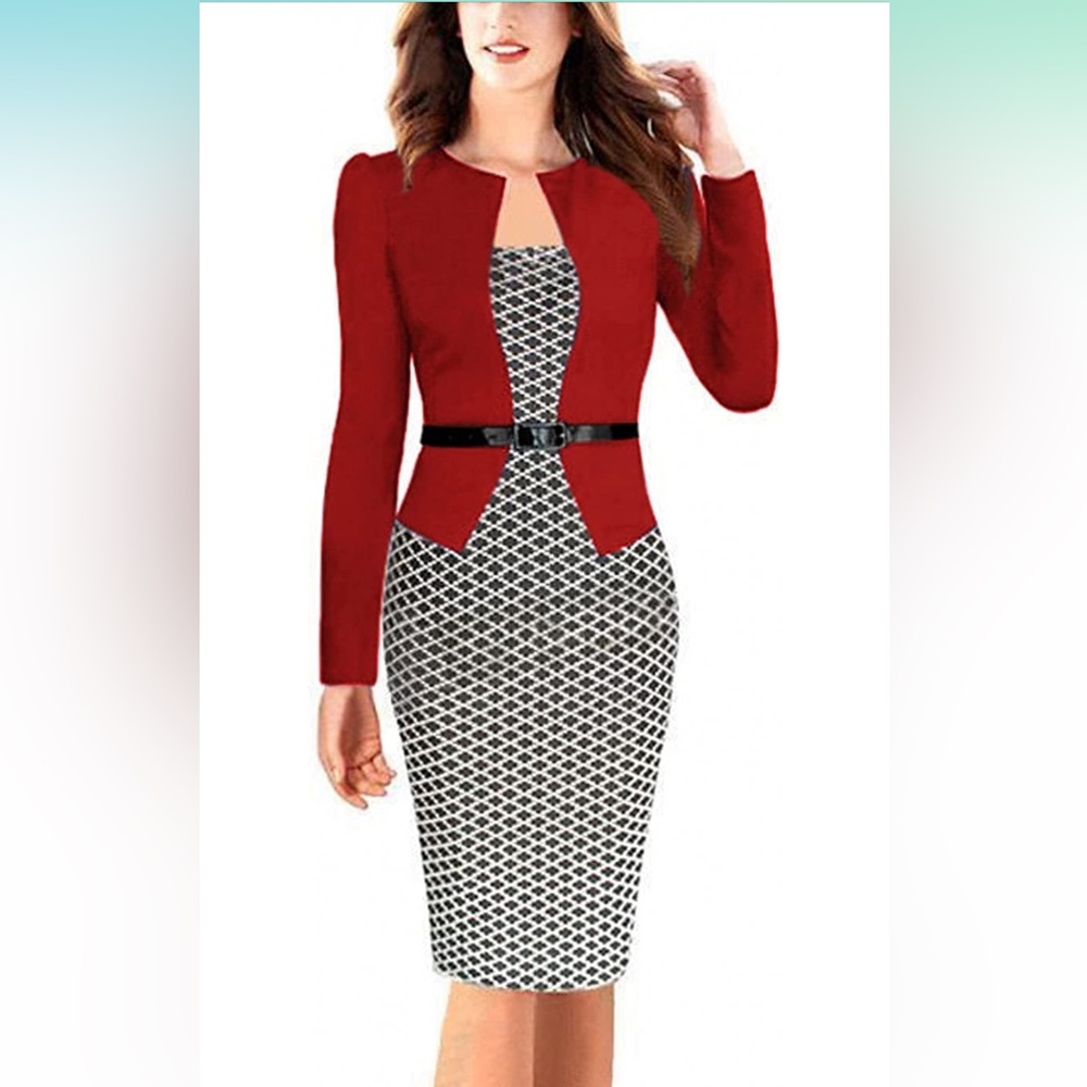 Babyonline Work Dresses for Women Business Elegant Bodycon Suits (L) (sold out)
